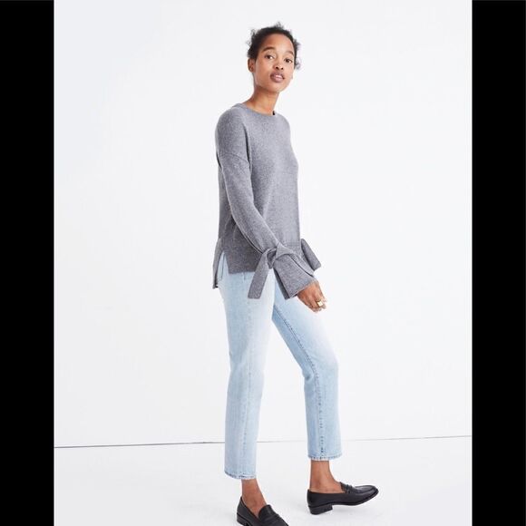 Madewell Tie-Cuff Pullover Sweater Small Blue/Gray - Picture 2 of 12